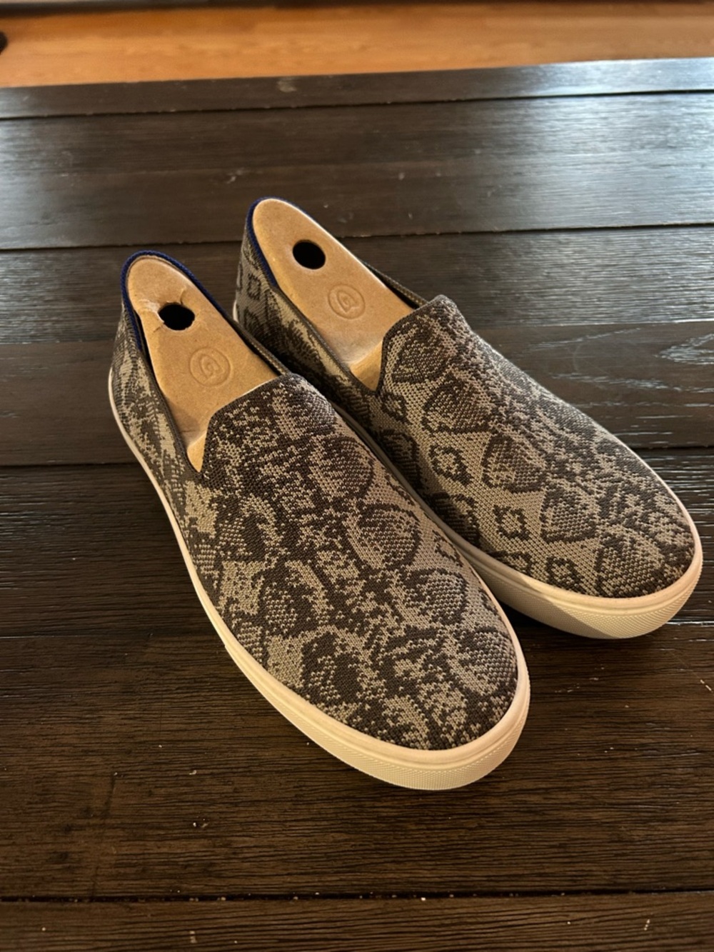 Rothy's Grey Snake-Print Slip-On Loafers